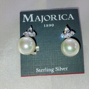 Majorica pearl sterling silver earrings